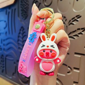 Nieuwe creatieve transformatie Pink Beaver Keychain Cartoon Doll hanger auto sleutelhanger speelgoed