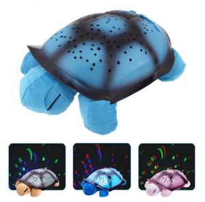 Nieuwe Creative Turtle Led Night Light Luminous Plush Toys Music Star Lamp Projector Toys For Baby Sleep 3 Colors 5611547