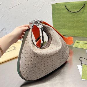 New Crescent Bag Retro Crossbody Half Moon Bags Women Handbags Shoulder Croissant Bags Clutch Purse Old Flower Canvas Genuine Leather Adjustable Red Green Strap