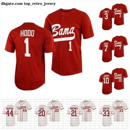 New Crimson College viste la camiseta de béisbol de la NCAA Crimso con botones completos de Alabama Tide 2023 1 Will Hodo 3 Dominic Tamez