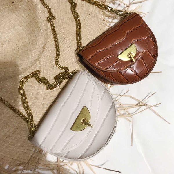 Nuevo bolso cruzado de mano con solapa a la moda con diseño de cocodrilo para mujer 010323a