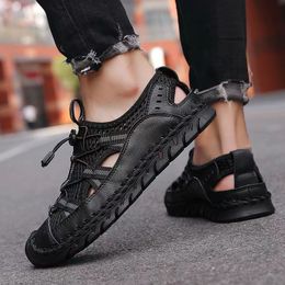 Nieuwe Grensoverschrijdende 2024 Casual Schoenen Grote Herenschoenen Dikke Naad Zool Zomer Netto Doek Cover Sandalen Mode Casual Sandalen Heren Maat 39-48