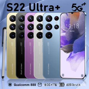Nouveau téléphone portable transfrontalier S22 Ultra, grand écran de 6.8 pouces, 16 512 go, commerce extérieur, en Stock, Android, 4G