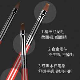 New Cross Border Nail Pen Set with Wooden Rod Checkered Design Oblique Mouth Carving Pen Nylon Stylus - Nail Art Tools for Carving Nail Art