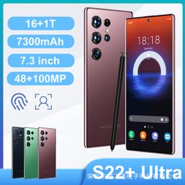 Nouveau Téléphone transfrontalier S22 Ultra True 4G Android 7.3 pouces véritable téléphone grand écran perforé