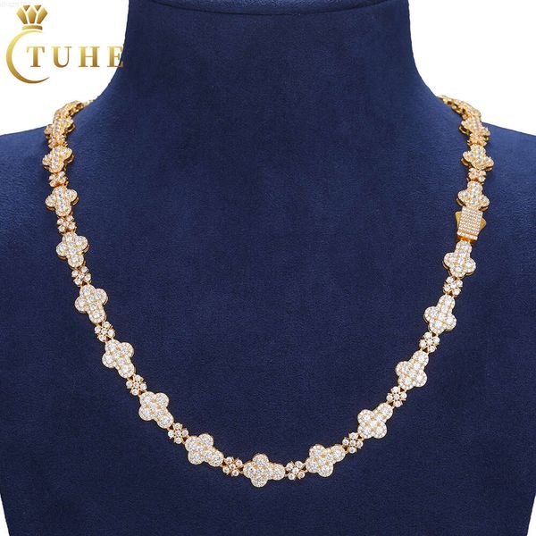 Nueva colección cruzada, collar de cadena de eslabones cruzados de copo de nieve con diamantes de moissanita Vvs de Plata de Ley 925 de 10mm