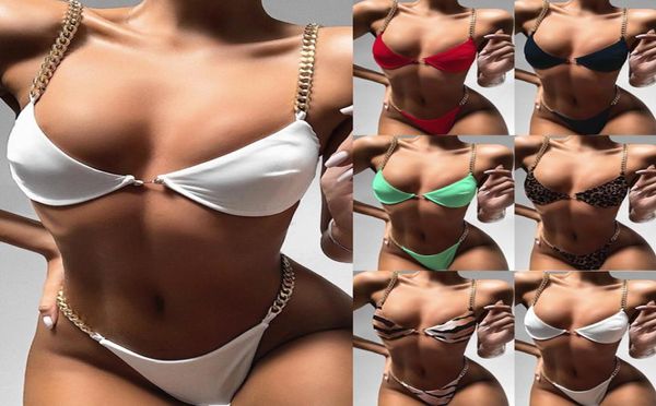 Nouveaux modèles d'explosion transfrontalière Bikini en chaîne maillot de bain deux pièces uni sexy style européen et américain nouveau maillot de bain Hot Pin6236079