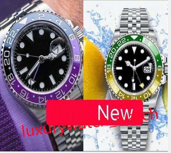 Envío gratis New Crown GMT II 126710 BLRO 40 mm Jubilee Reloj con bisel de cerámica B / P Pulsera de acero sin usar Relojes automáticos de moda para hombres Reloj de pulsera