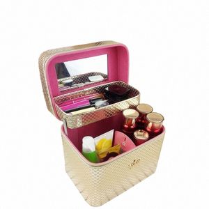 Nieuwe Kroon Lederen Profial Make-Up Organizer Grote Capaciteit Beauty Case Draagbare Borstel Opbergtas Bolso Mujer Cosmetische Tas f229 #