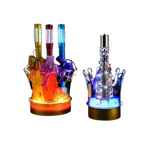 Nouvelle couronne LED seau à glace rechargeable LED porte-bière barre refroidisseur conteneur acrylique Transparent Champagne vin bière seau à glace4026331