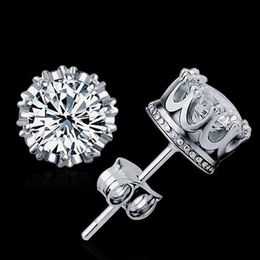 Nieuwe Crown Wedding Stud Earring 2017 Nieuwe 925 Sterling Zilver Gesimuleerde Diamanten Engagement Mooie Sieraden Crystal Ear Rings Crown Earri