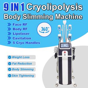 Nouveau Cryo Minceur Machine Cavitation RF Réduction de Poids 9 EN 1 Cryolipolyse Lipolaser Perte de Graisse Rajeunissement de la Peau Double Dispositif d'Enlèvement du Menton Salon Usage Domestique