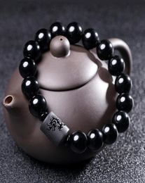 New Crystal Black Obsidian Bead Dragon Phoenix Strand Bracelet For Men Women Couples Lovers Bouddha Lucky Amulet Jewelry4562522