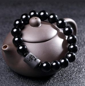Nieuwe Crystal Black Obsidian Bead Dragon Phoenix Strand Bracelet for Men Women Paren Lovers Boeddha Lucky Amulet Jewelry2391253