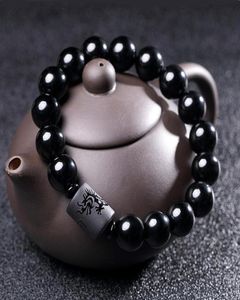 New Crystal Black Obsidian Bead Dragon Phoenix Strand Bracelet For Men Women Couples Lovers Bouddha Lucky Amulet Jewelry4562522