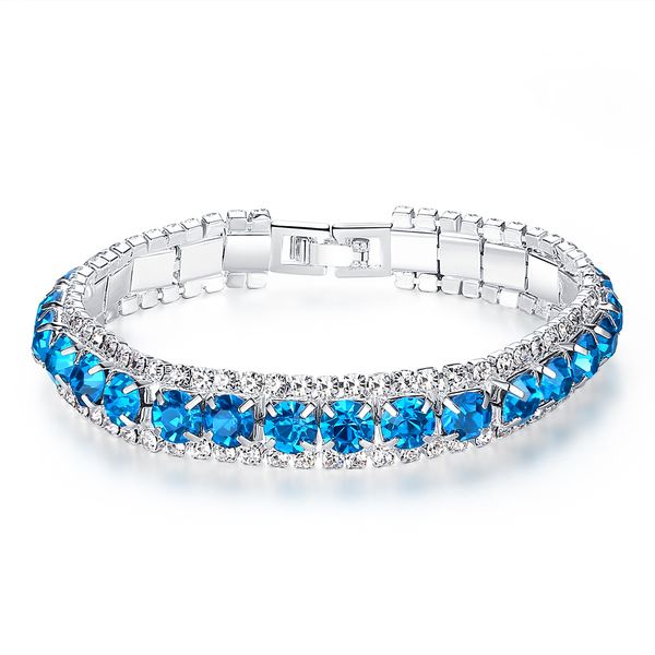 Bracelets de Tennis en cristal strass pour dames, Style coréen, bleu, rouge, vert, chaîne en diamant CZ, bijoux de poignet en vente