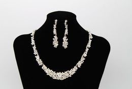 Nieuwe Crystal Bridal Sieraden Set Verzilverd Ketting Diamant Oorbellen Bruiloft Sieraden Sets Voor Bruid Bruidsmeisjes Dames Bridal Accessoires