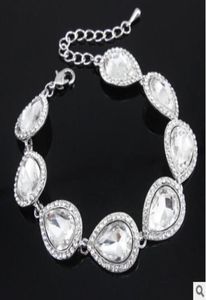 Nouveaux ensembles de bijoux de mariée en cristal en argent Couleur en argent Charrette Boucles d'oreilles Boucles d'oreilles