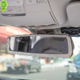 Nuevo cristal Interior del coche espejo retrovisor decoración encanto diamante brillante ornamento cubierta para espejo retrovisor niñas mujeres accesorios interiores