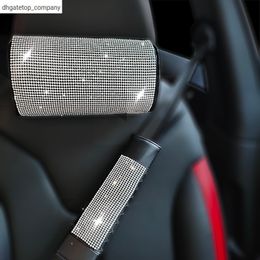 Nieuwe kristalauto -styling stoel nek kussenbescherming pu auto headstang ondersteuning rust reizende auto hoofdsteun nek interieur accessoires