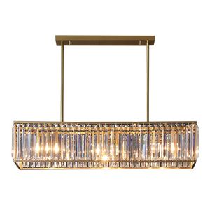 Nouveau lustre en cristal nordique moderne simple cuivre long restaurant lustre île décoration éclairage 110v 220v