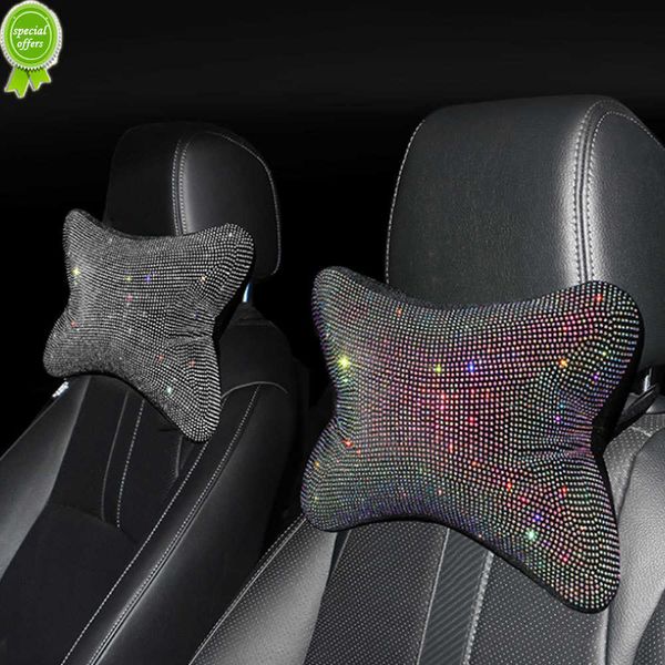 Nouveau cristal diamant voiture cou oreiller Auto appui-tête oreiller siège doux oreiller strass Bling voiture accessoires intérieur pour filles femmes