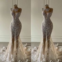 Robes de mariée sirène en cristal transparent, avec des appliques en dentelle, luxueuse robe de mariée à paillettes de dubaï, Bc11450, nouvelle collection