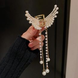 Nuevo Horquilla con borla de perlas y mariposas y diamantes de imitación de cristal, horquilla con Clip LATERAL Simple coreana, accesorios para el cabello para mujer