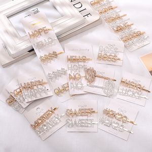 Cristal strass lettre pinces à cheveux jolie fille épingle à cheveux diamant mots Barrettes mode frange pince accessoires pour femmes