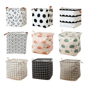 Nouveau panier de rangement en tissu en lin pliant cube pour enfants Boîte de rangement de vêtements Boîté à linge étanche pour les organisateurs de jouets de chambre à coucher