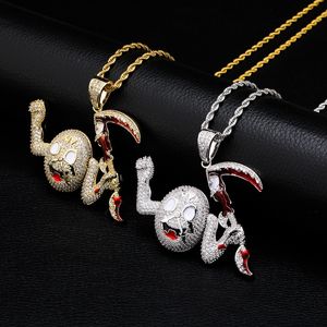 Nieuwe kubieke zirkonis iced out klokken goud kleine duivel hanger ketting micro verharde zirkoon hip hop sieraden cadeau