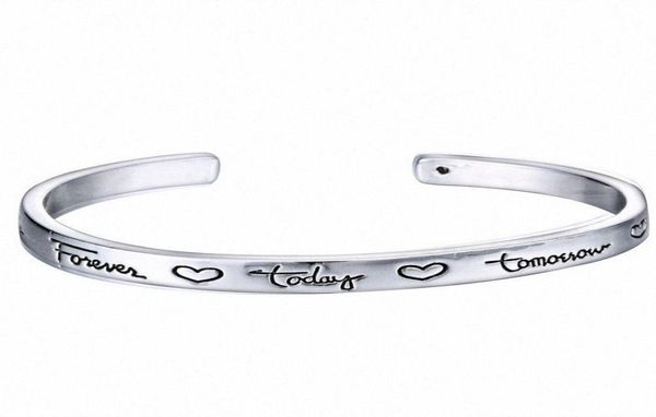 Nouveau bracelet de manchette avec lettre inspirante des cadeaux de bracelet gravés personnalisés personnalisés pour les amis pour toujours les charmes argentés 2016 CHA9806152