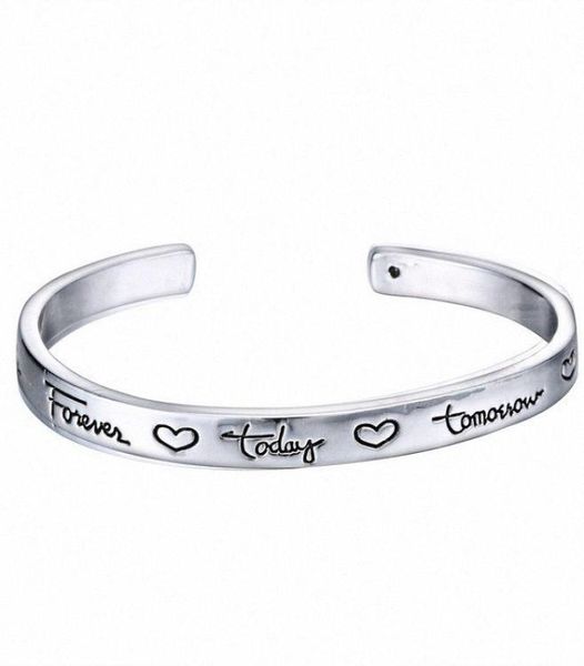 Nouveau bracelet manchette avec lettre inspirante, bracelet gravé personnalisé unique, cadeaux pour amis pour toujours, breloques en argent 2016 Cha6210922