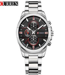 NOUVEAU Curren Fashion Luxury Men de luxe Relogio Masculino Clock Full Steel Corloge militaire Quartzwatch Wristwatch Reloj Hombre9984057