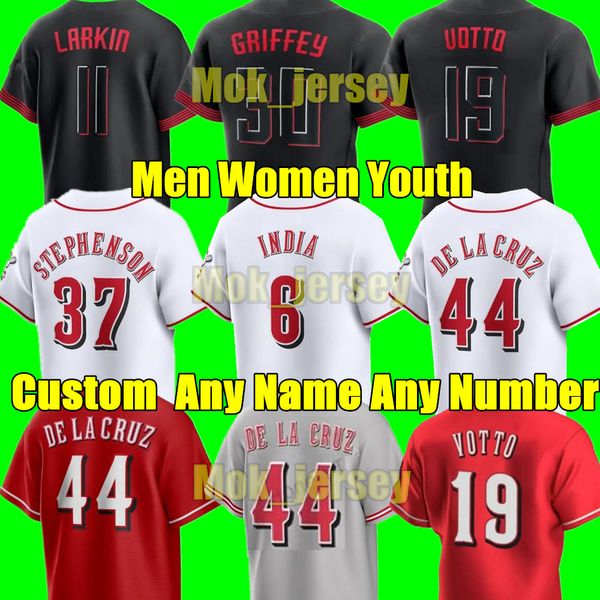 Nouveau personnalisé 2024 S-4XL 44 Elly De La Cruz Joey Votto Maillot de baseball Ken Griffey Cincinnati Jonathan India Hunter Greene Johnny Bench Tyler Reds Maillots de baseball pour jeunes