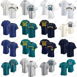 Nouveaux maillots de baseball personnalisés 44 Julio Rodriguez Ken Griffey Jr. Jesse Winker Andres Munoz Matt Brash Diego Castillo Luis Castillo Chris Flexen Logan Gilbert GLOD