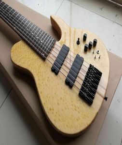 Nouvelle coutume 7 cordes Natural Electric Bass Guitar Maple Col à travers le corps 24 frettes noire Chine Made Sigantture Bass7232284