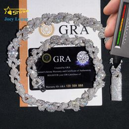Nuevo diseño personalizado Silver 925 Fashion Luxury Flower Diamond Hip Hop Jewelry helado Cadena de enlaces cubanos de 15 mm