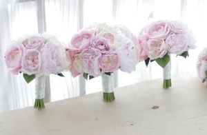 Nieuwe aangepaste Koreaanse stijl Wedding Bouquet Pink Power Rose Bride Bridesmaid Bouquet9525865