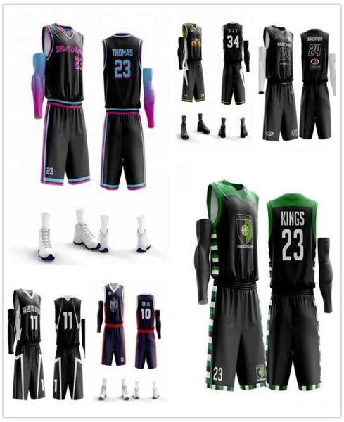 Nouveau personnalisé impression hommes femmes maillots de basket-ball ensembles uniformes hommes basket-ball Sport maillots Kit vêtements chemise Shorts costume 6587403