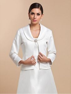 Nuevos abrigos/chaquetas de satén de manga larga Vintage hechos a medida para fiesta de noche con cierre informal para boda