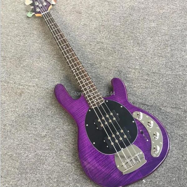 Nouvelle basse électrique 4 cordes Music-Man personnalisée, violette, vente en gros et au détail en usine.Peut modifier les photos personnalisées et réelles