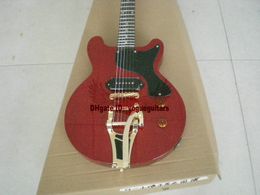 Nieuwe op maat gemaakte winkel rode jazz gitaren China muziekinstrumenten. (Volgens aanvraag aangepaste kleur)
