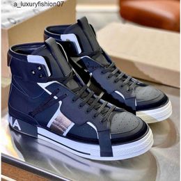 Nieuwe aangepaste sneakers topmerk high-top-custom 2.Zero sneakers schoenen met contrasterende details kalfsleer gemengd materiaal lederen mannen rubber zool ns5c