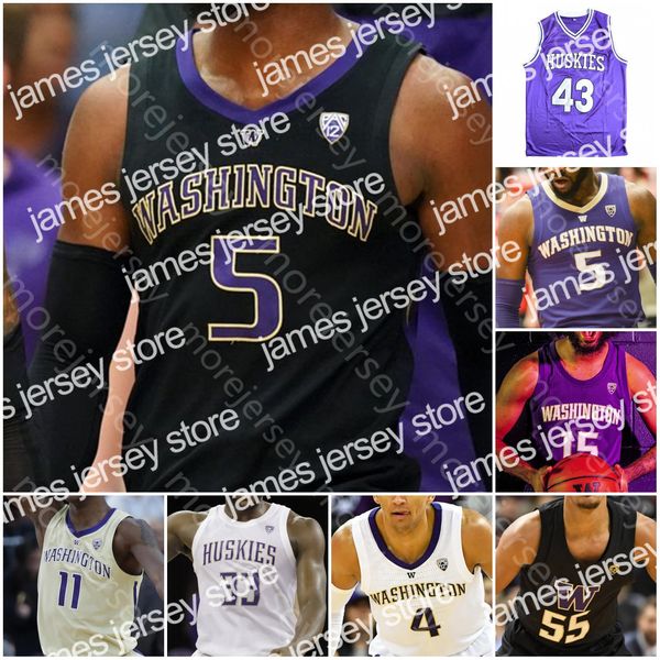 Nouveau maillot de basket-ball personnalisé W Huskies NCAA College Isaiah Stewart Jaden McDaniels Carter Quade Green Bey Wright Fultz Murray Ross Thomas Roy