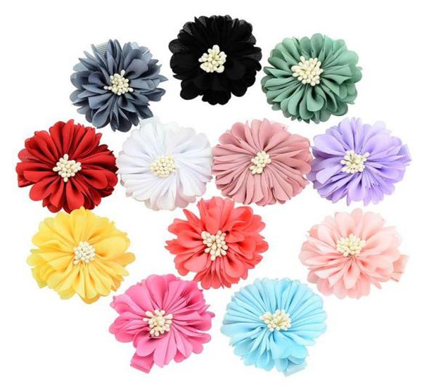 Nuevo lindo bebé niñas hecho a mano flor lazo para el cabello 5 cm niñas peonía horquilla satén Faric Barrettes accesorios para el cabello niños Headwear5397805