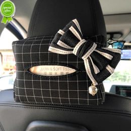 Nuevo lindo bowknot rejilla caja de tejido de automóvil asiento automático para el asiento reposente de la torre colgante organizador de la torre de la torre de estilo para mujeres accesorios para interiores