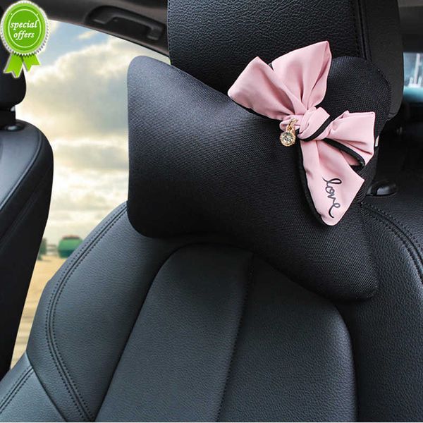 Nouveau mignon nœud papillon universel siège de voiture appui-tête cou oreiller respirer glace soie Auto taille soutien voiture accessoires intérieur pour les femmes