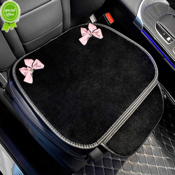 Nouveau mignon nœud papillon hiver voiture intérieur accessoires universel voiture siège couvre court en peluche Auto siège coussin coussin quatre saisons siège tapis