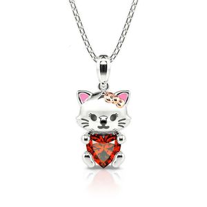 Nouveau mignon de dessin animé chat gros collier pendentif en zircon red zircon accessoires de mode